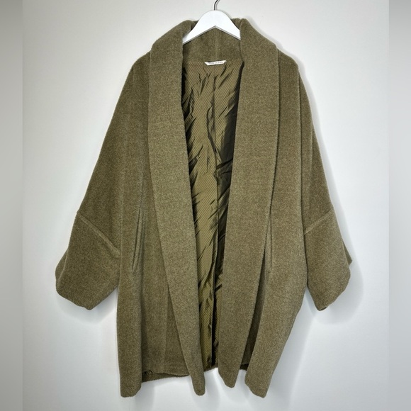MaxMara Size 10 Mohair Wool Alpaca Green Tan Quiet Luxury Fall Coat Cardigan - Picture 2 of 16